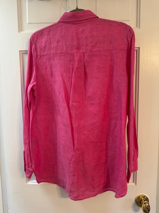 J McLaughlin M Pink Linen Button Front Shirt NWOT Long Sleeve Collared Blouse - Picture 3 of 7